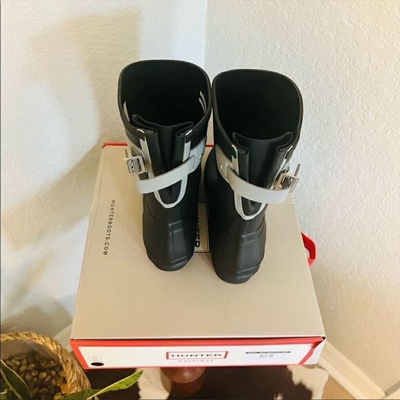 HUNTER Original Short Back Adjustable Rain Boot, BLACK GRAY Size 7 8 9 10 11 NWT - Picture 6 of 14